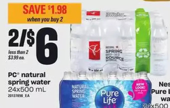 Loblaws Pc natural spring water offer