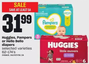 Loblaws Huggies, pampers or hello bello diapers offer