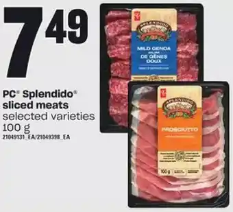 Loblaws Pc splendido sliced meats offer