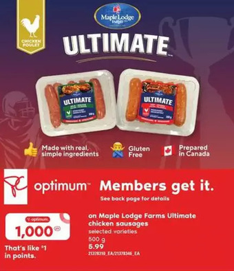 Loblaws Maple lodge farms ultimate chicken sausages offer