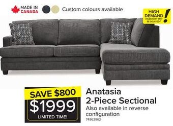 Leon's Anatasia 2-piece sectional with right-facing chaise - charcoal offer