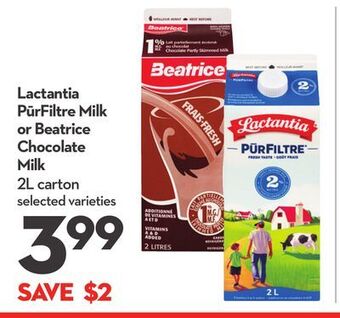 Longo's Lactantia pūrfiltre milk or beatrice chocolate milk offer