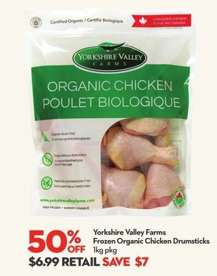 Longo's Yorkshire valley farms frozen organic chicken drumsticks offer