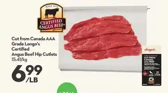 Longo's Cut from canada aaa grade longo's certified angus beef hip cutlets offer