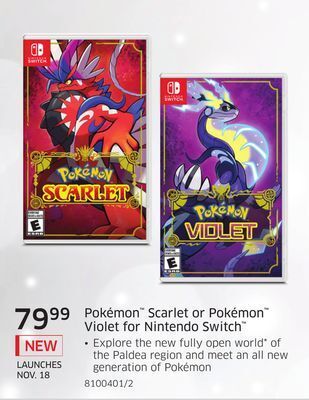 Pokémon scarlet or pokémon violet for nintendo switch