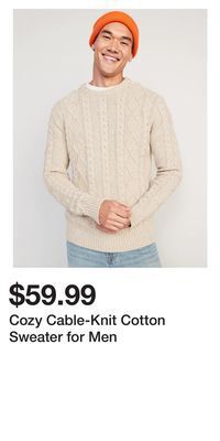 Old Navy Cozy cable-knit cotton sweater for men offer