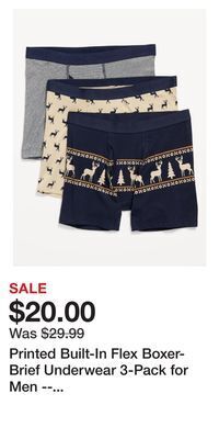 Old Navy Printed built-in flex boxer-brief underwear 3-pack for men -- 6.25-inch inseam offer