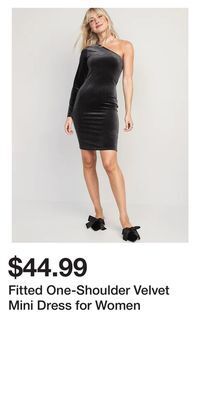Old Navy Fitted one-shoulder velvet mini dress for women offer