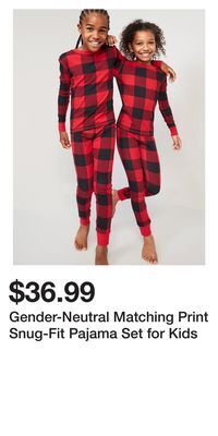 Old Navy Gender-neutral matching print snug-fit pajama set for kids offer