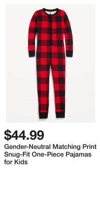 Old Navy Gender-neutral matching print snug-fit one-piece pajamas for kids offer