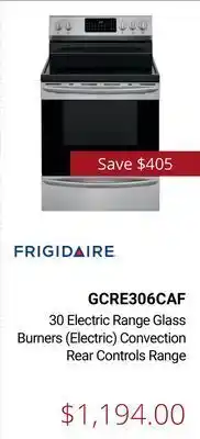 Canadian Appliance Source Frigidaire 30 electric range glass burners (electric) convection rear controls range offer