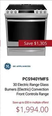 Ge 30 electric range glass burners (electric) convection front controls range