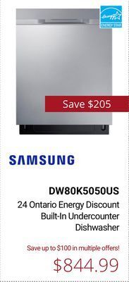 Canadian Appliance Source Samsung 24 ontario energy discount built-in undercounter dishwasher offer