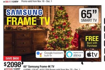 Bad Boy Superstore 65" samsung frame 4k tv offer
