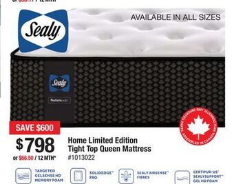 Bad Boy Superstore Sealy home limited edition tight top queen mattress offer