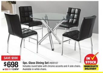 Bad Boy Superstore 5pc. glass dining set offer
