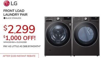 Goemans Appliances Lg front load laundry pair offer