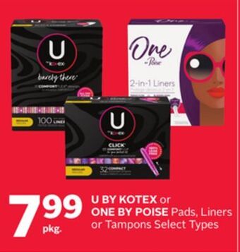 Rexall U by kotex or one by poise pads, liners or tampons offer