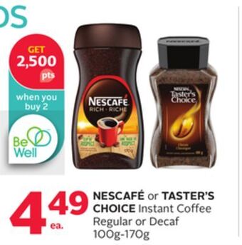 Rexall Nescafé or taster's choice instant coffee regular or decaf offer