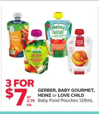 Rexall Gerber, baby gourmet, heinz or love child baby food pouches offer
