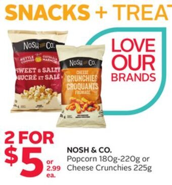 Rexall Nosh & co. popcorn 180g-220g or cheese crunchies 225g offer