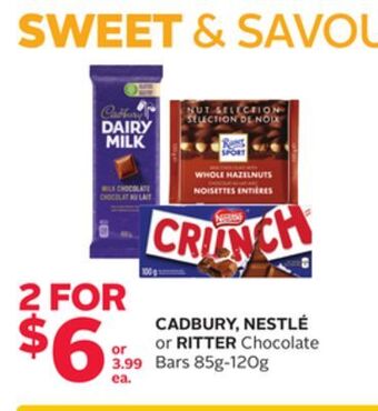 Rexall Cadbury, nestlé or ritter chocolate bars offer
