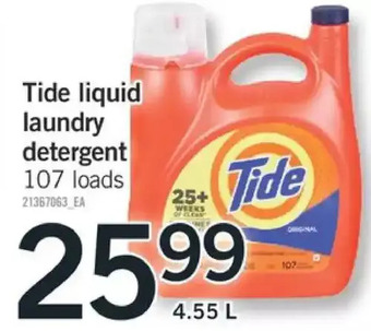 Fortinos Tide liquid laundry detergent offer