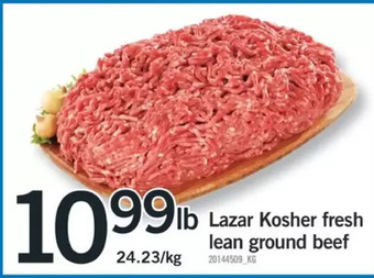 Fortinos Lazar kosher fresh lean ground beef offer