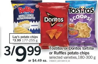 Fortinos Tostitos or doritos tortilla or ruffles potato chips offer