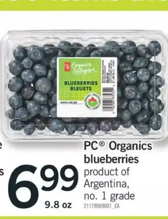 Fortinos Pc organics blueberries offer