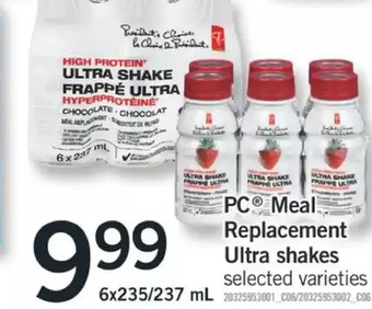 Fortinos Pc meal replacement ultra shakes offer