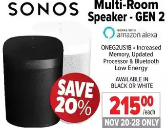 2001 Audio Video Sonos multi-room speaker - gen 2 offer