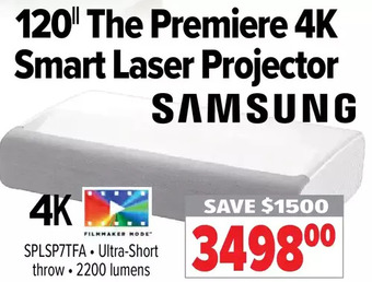 2001 Audio Video Samsung 120" the premiere 4k smart laser projector offer