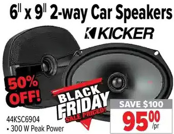 2001 Audio Video Kicker 6" x 9" 2-way car speakers offer