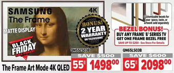 2001 Audio Video Samsung the frame art mode 4k qled 55" | 65" offer