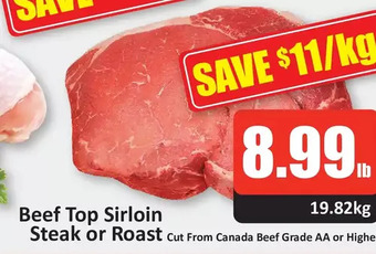 Starsky Beef top sirloin steak or roast offer