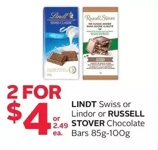 Rexall Lindt swiss or lindor or russell stover chocolate bars offer