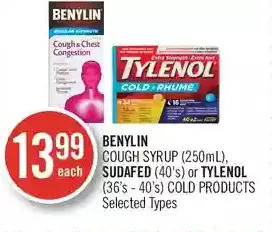 Shoppers Drug Mart Benylin cough syrup, sudafed or tylenol cold products offer