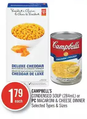 Shoppers Drug Mart Campbell's condensed soup or pc macaroni & cheese dinner offer