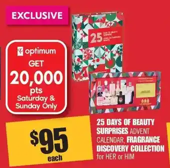 Shoppers Drug Mart 25 days of beauty surprises advent calendar, fragrance discovery collection for her or him offer