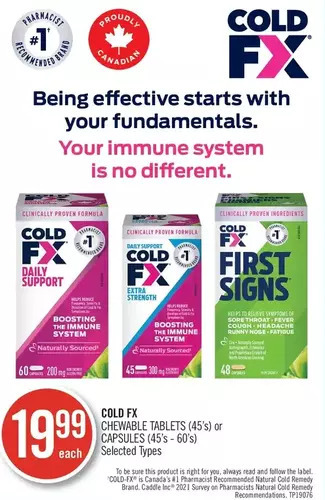 Shoppers Drug Mart Cold fx chewable tablets or capsules offer