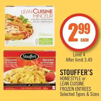 Shoppers Drug Mart Stouffer's homestyle or lean cuisine frozen entrees offer