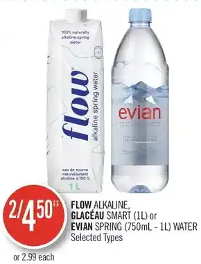 Shoppers Drug Mart Flow alkaline, glaceau smart or evian spring water offer