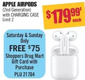 Shoppers Drug Mart Apple airpods (2nd generation) with charging case offer