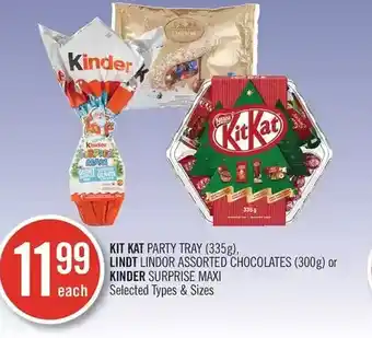 Shoppers Drug Mart Kit kat party tray, lindt lindor chocolates or kinder surprise maxi offer