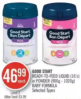 Shoppers Drug Mart Good start ready-to-feed liquid or powder baby formula offer
