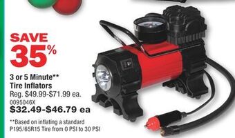 PartSource 3 or 5 minute tire inflators offer