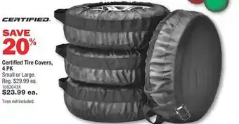 Certified tire covers, 4 pk small large