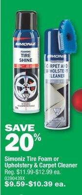 PartSource Simoniz tire foam or upholstery & carpet cleaner offer