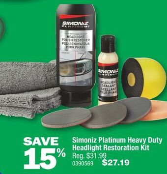 PartSource Simoniz platinum heavy duty headlight restoration kit offer